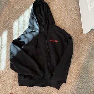 Victoria’s Secret Pink Black Hoodie with Red Embroidery and Flaming Heart